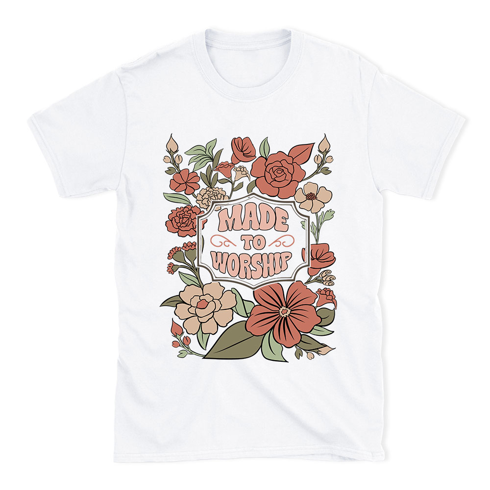 Made To Worship Retro Floral Christian T-Shirt