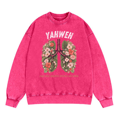 Yahweh Leaf Flower Lung Christian Washed Sweatshirt