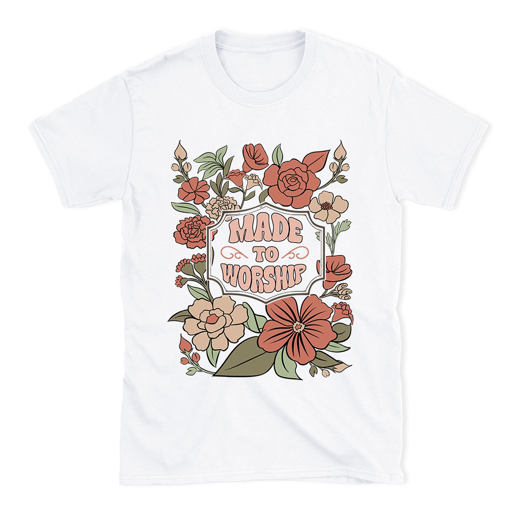 Made To Worship Retro Floral Christian T-Shirt