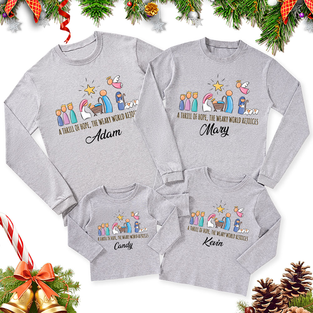 Personalized A Thrill Of Hope Christmas Family Matching Long Sleeve T-Shirt