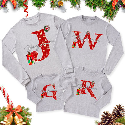 Personalized Name Nativity Christmas Family Matching Long Sleeve T-Shirt
