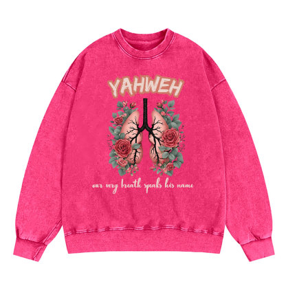 YAHWEH Our Very Breath Speaks His Name Christian Washed Sweatshirt