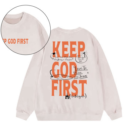 Keep God First Christian Washed Sweatshirt