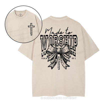 Made To Worship Bow Christian Washed T-Shirt