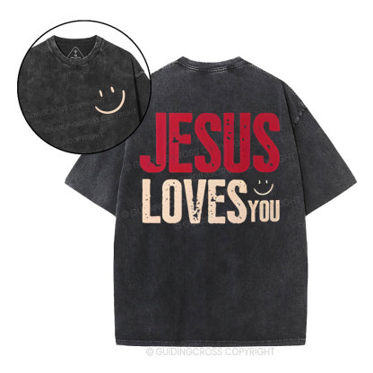 Jesus Loves You Christian Washed T-Shirt