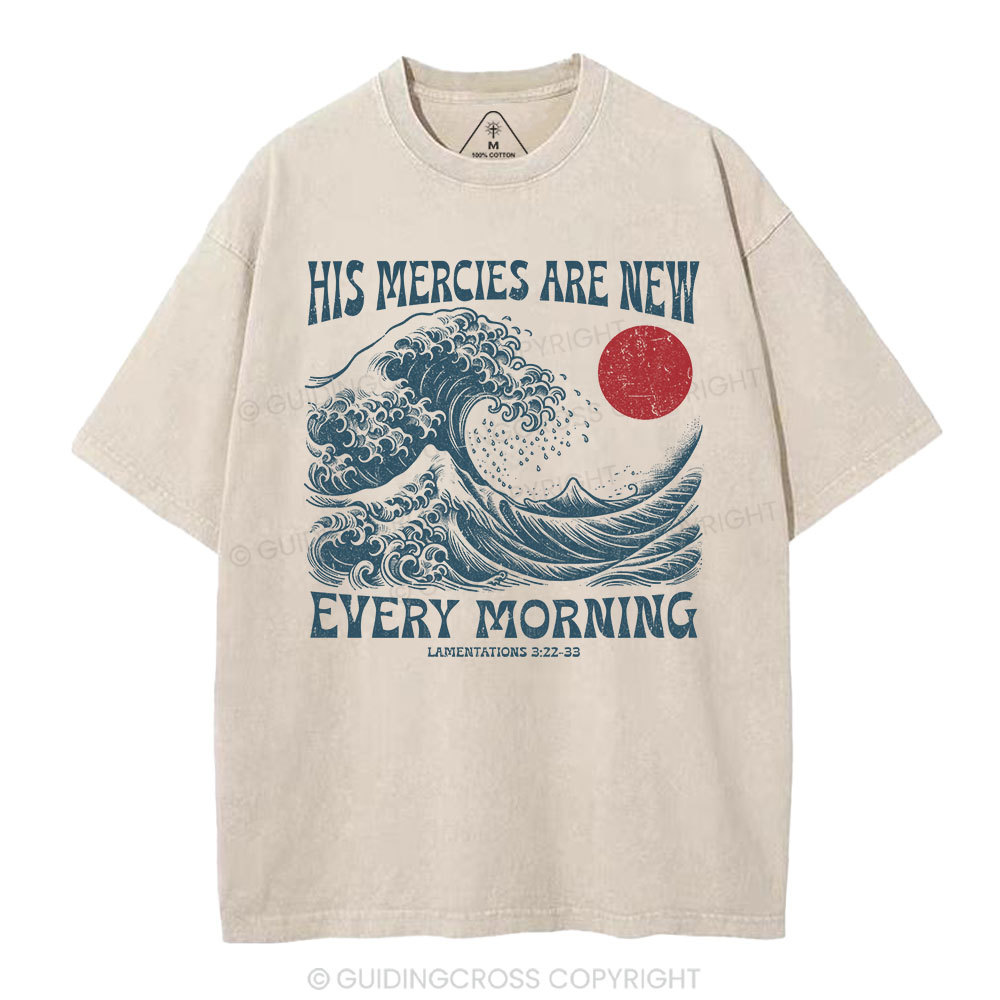 His Mercies Are New  Christian Washed T-Shirt