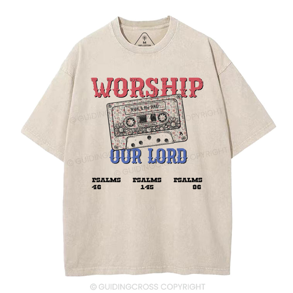 Worship Our Lord Christian Washed T-Shirt
