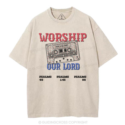 Worship Our Lord Christian Washed T-Shirt