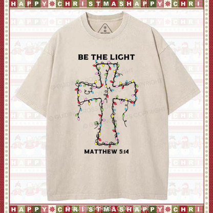 Be The Light Christmas Christian Washed T-Shirt
