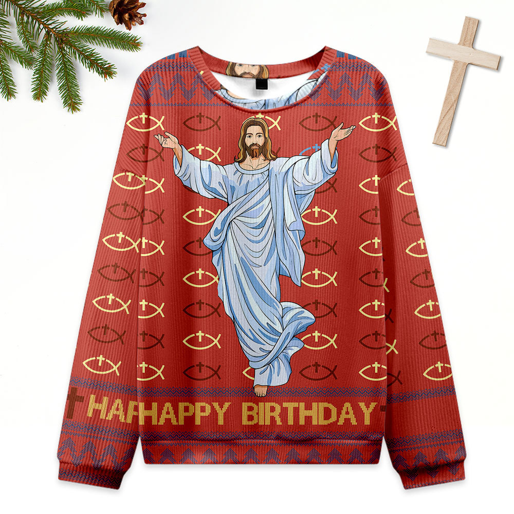 Jesus Fish Ugly Sweater Design Christmas Christian Sweatshirt