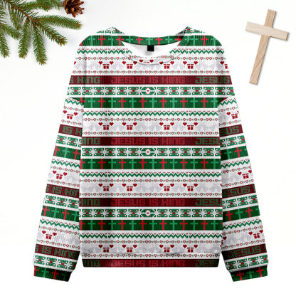 Jesus Is King Ugly Sweater Design Christmas Christian Sweatshirt