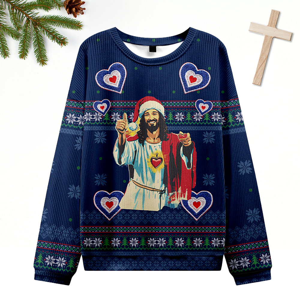 Jesus Loves You Heart Ugly Sweater Design Christmas Christian Sweatshirt