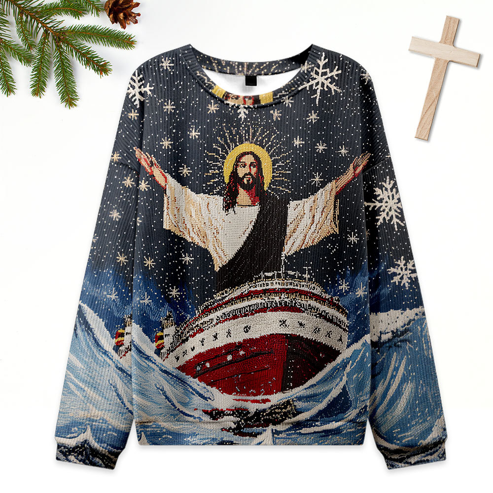Jesus On A Cruise Ugly Sweater Design Christmas Christian Sweatshirt
