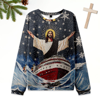 Jesus On A Cruise Ugly Sweater Design Christmas Christian Sweatshirt
