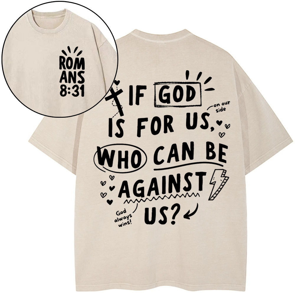 If God Is For Us Christian Washed T-Shirt