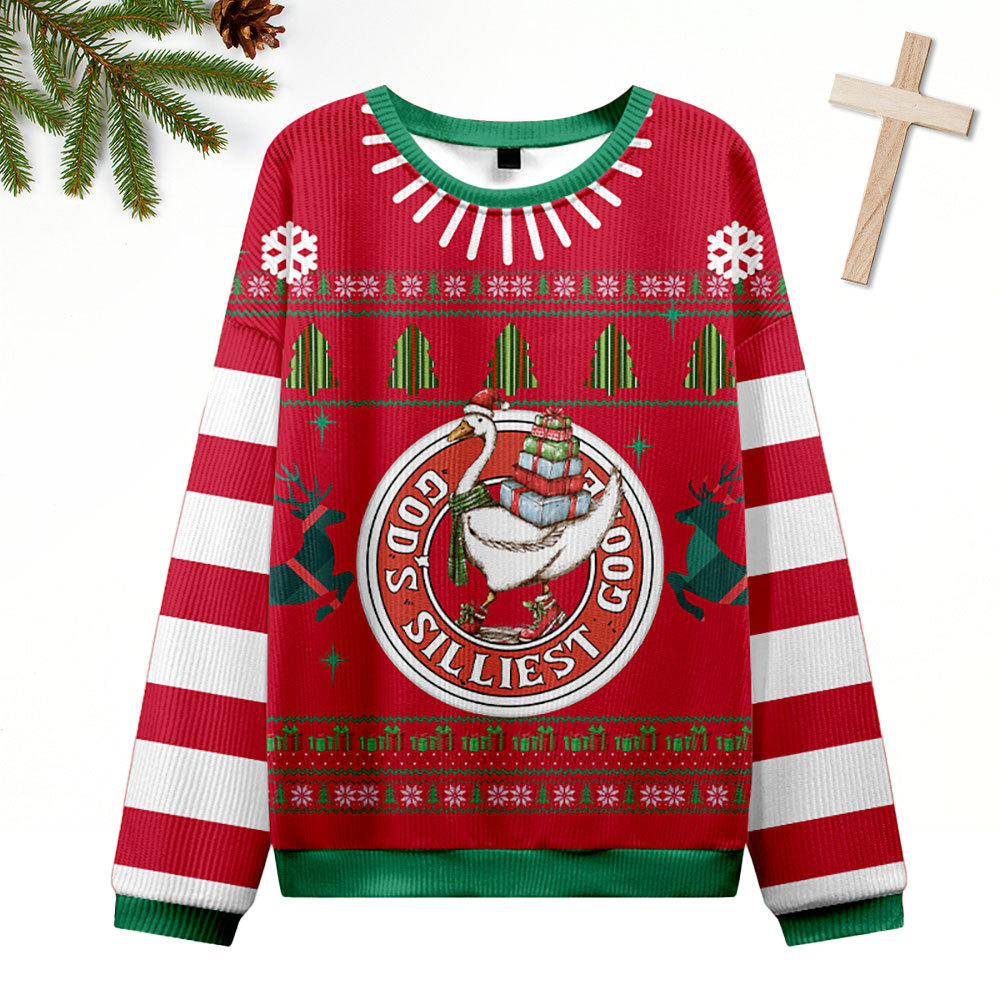 God's Silliest Goose Christian Ugly Christmas Sweatshirt