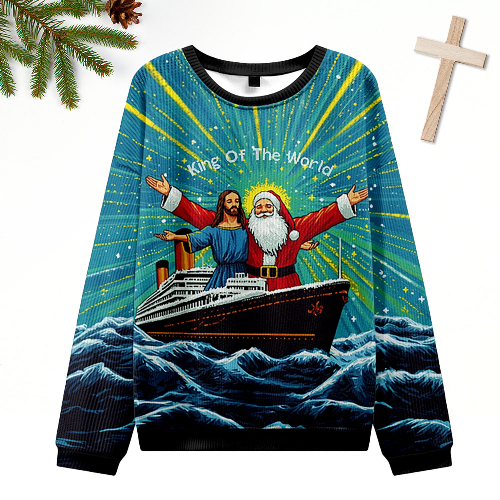 King Of The World Christian Ugly Christmas Sweatshirt