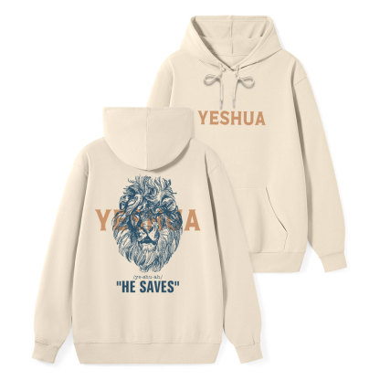 Yeshua He Saves Lion Classic Christian Hoodie