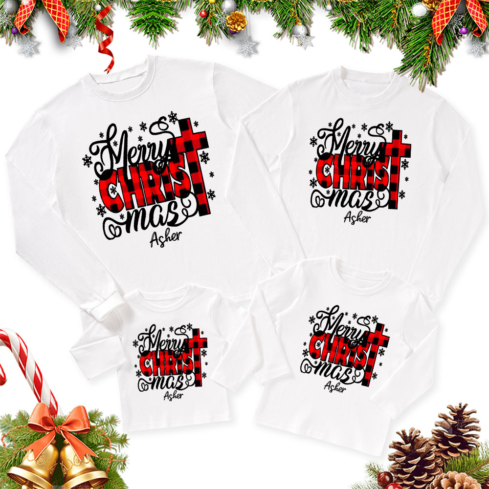 Merry Christ Mas Christmas Family Matching Long Sleeve T-Shirt