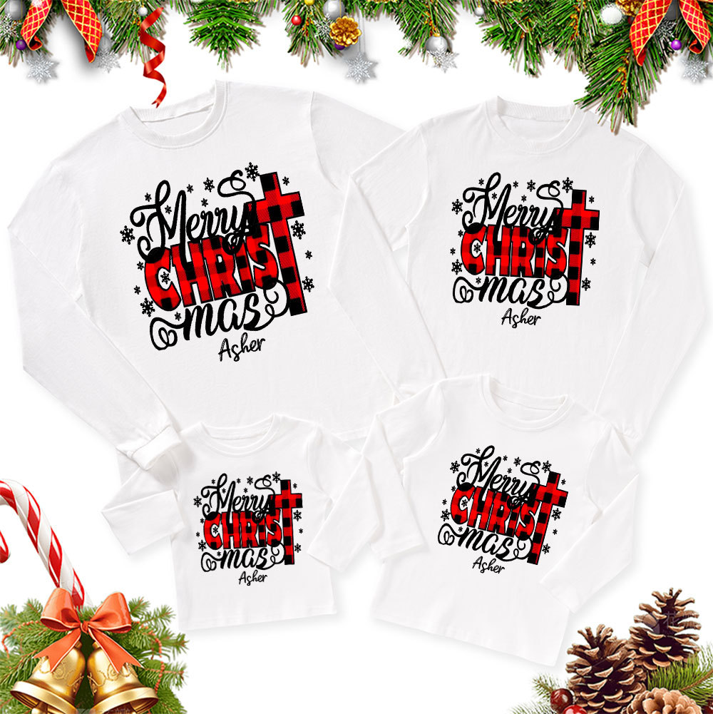 Merry Christ Mas Christmas Family Matching Long Sleeve T-Shirt