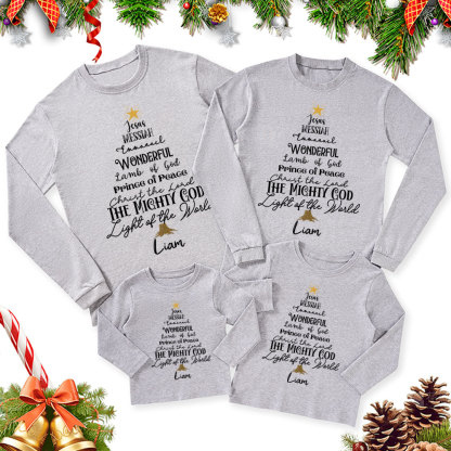 Personalized Name Of Jesus Christmas Family Matching Long Sleeve T-Shirt