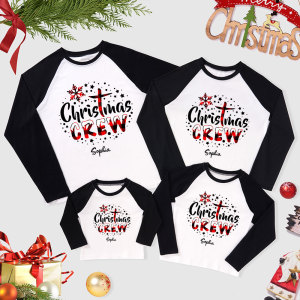 Image of Personalized Christmas Crew Family Raglan Long Sleeve T-Shirt