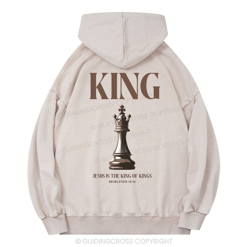 Jesus Is The King Of Kings Christian Washed Hoodie
