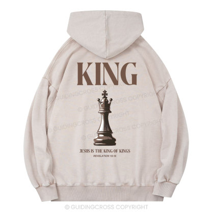 Jesus Is The King Of Kings Christian Washed Hoodie