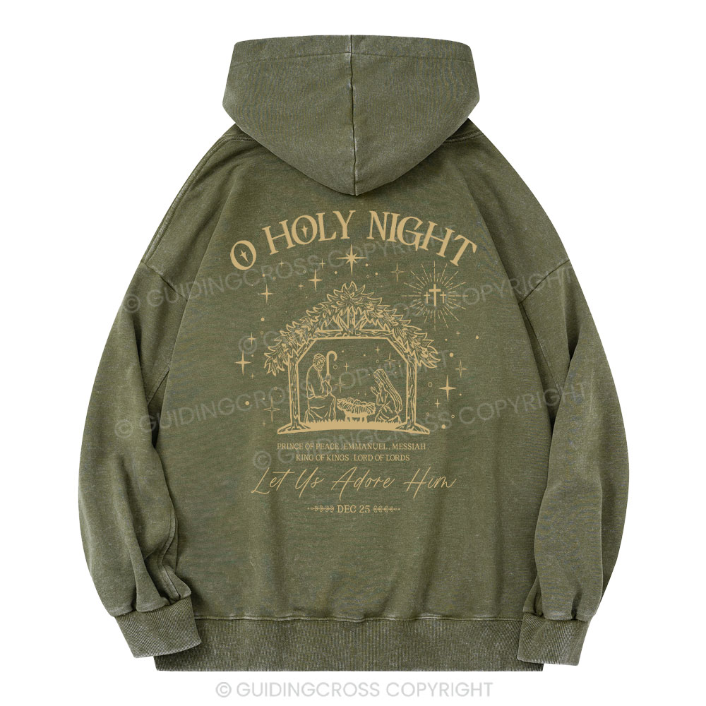 O Holy Night Let Us Adore Him Christian Washed Hoodie
