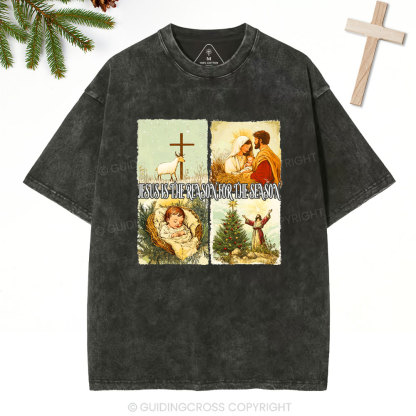 Retro Jesus Is The Reason Christian Christmas Washed T-Shirt