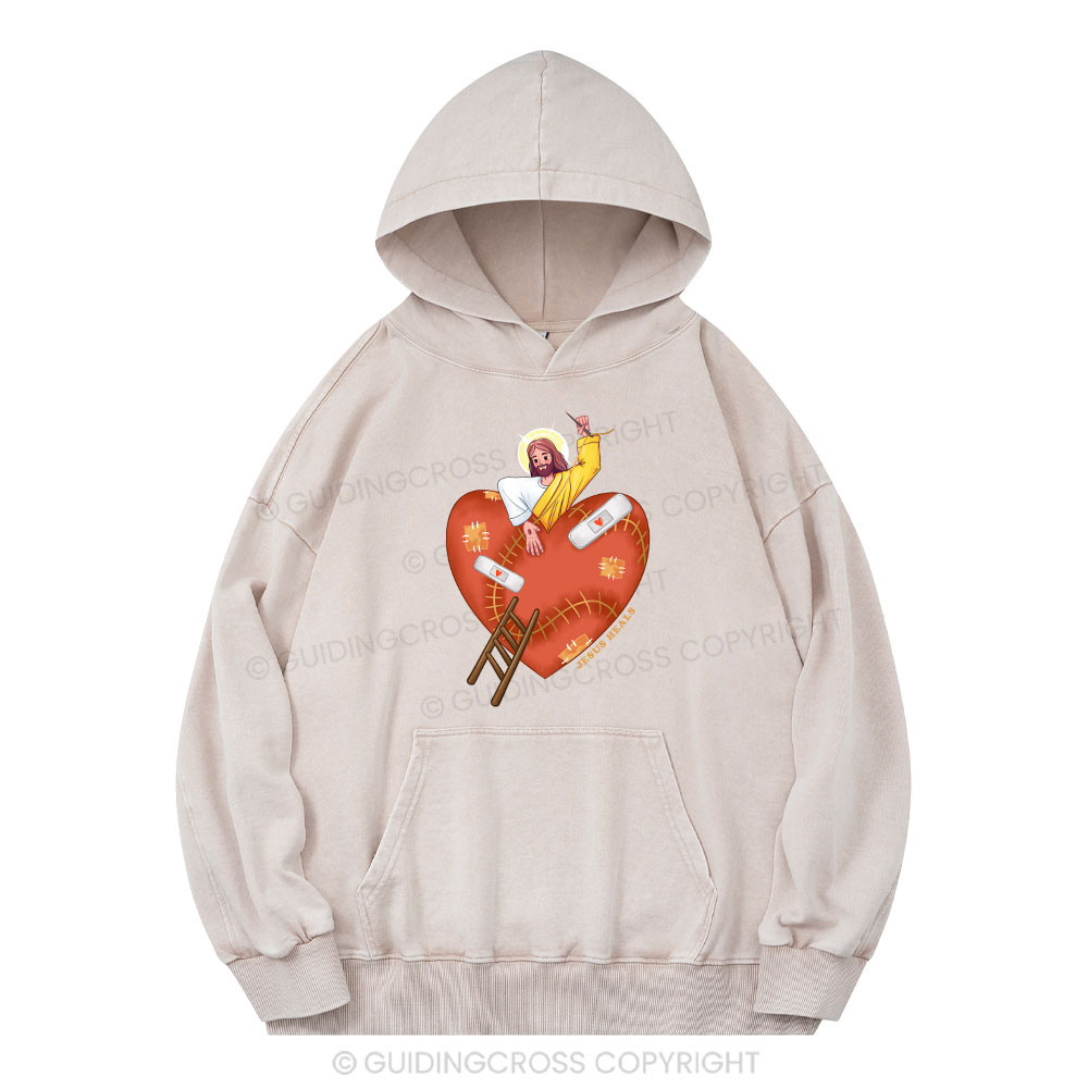 Jesus Heals Christian Washed Hoodie