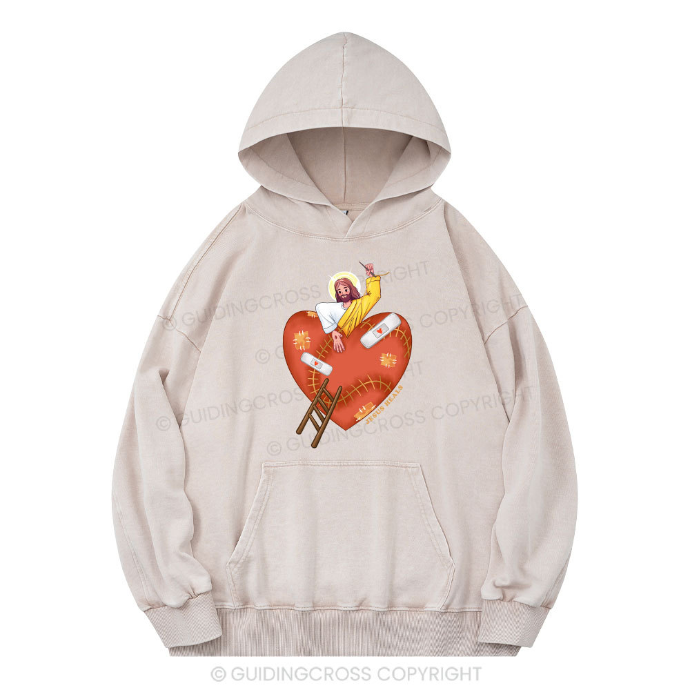 Jesus Heals Christian Washed Hoodie