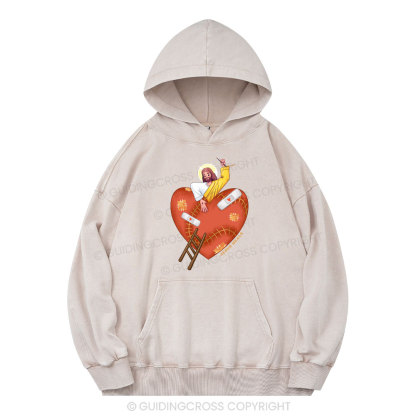 Jesus Heals Christian Washed Hoodie