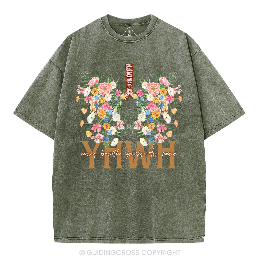 YHWH Floral Christian Washed T-Shirt