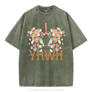 Image of YHWH Floral Christian Washed T-Shirt