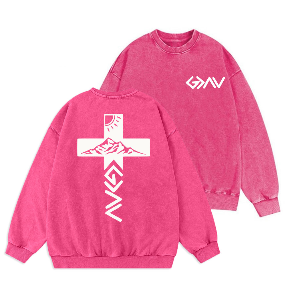 God Is Greater Than The Highs And Lows Christian Washed Sweatshirt