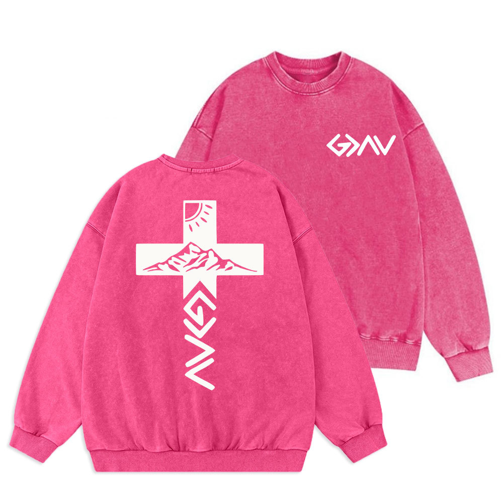 God Is Greater Than The Highs And Lows Christian Washed Sweatshirt
