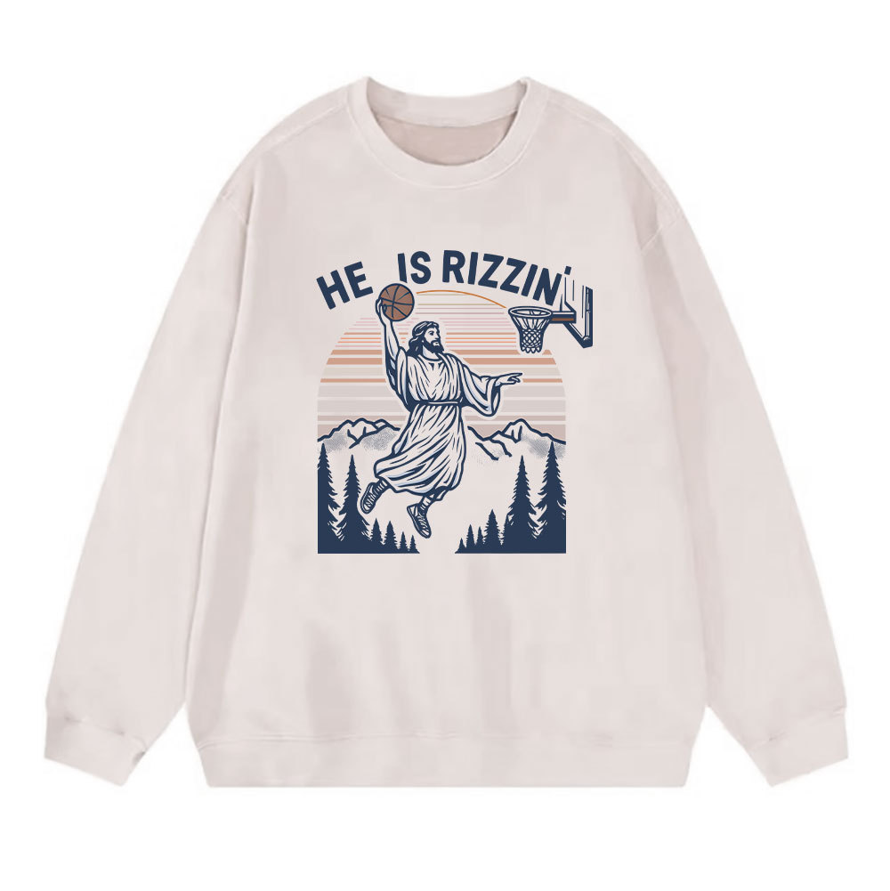He Is Rizzen Christian Washed Sweatshirt