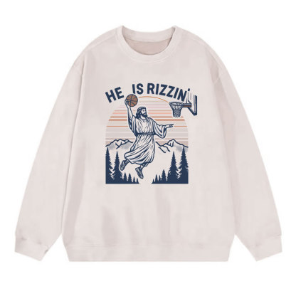 He Is Rizzen Christian Washed Sweatshirt