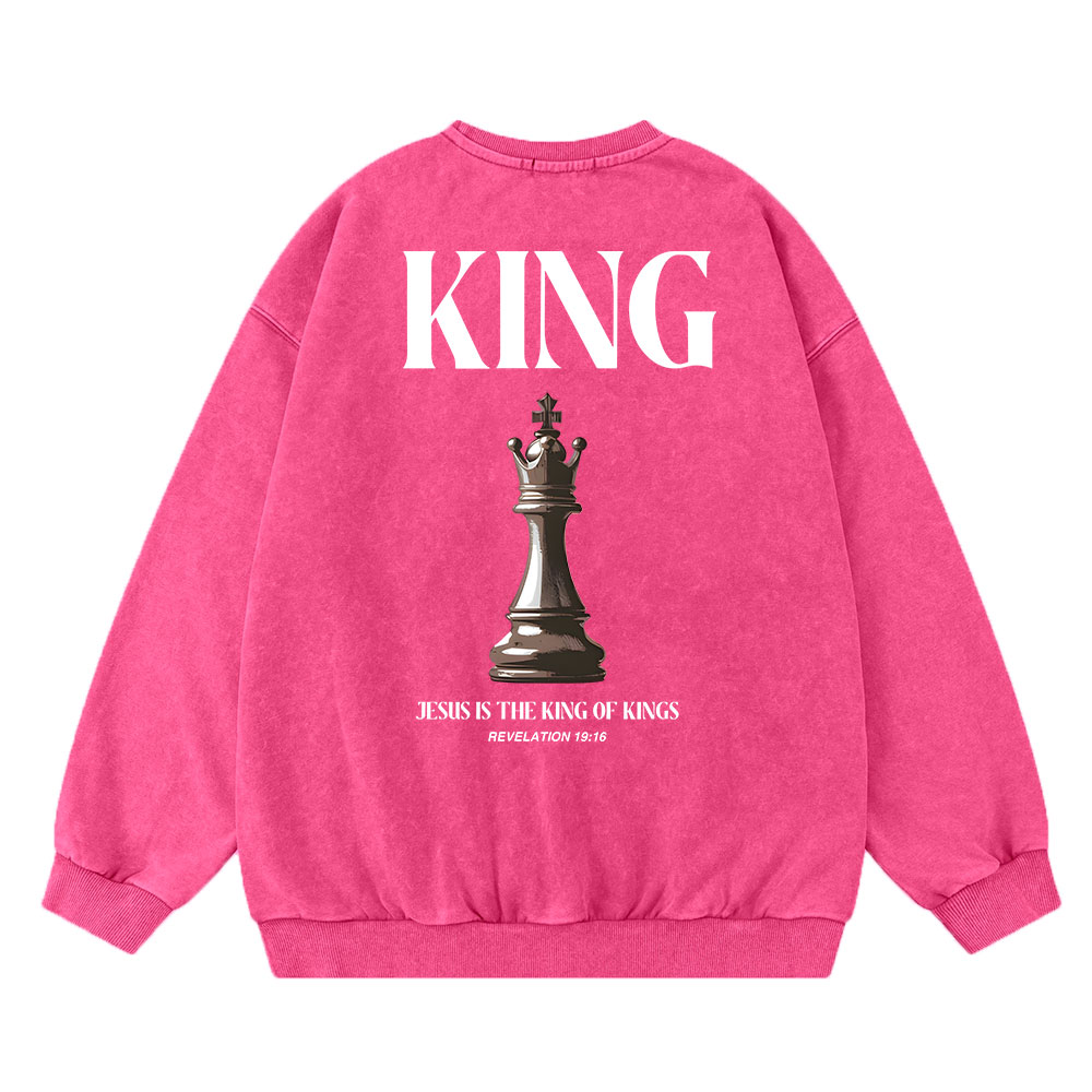 Jesus Is The King Of Kings Christian Washed Sweatshirt