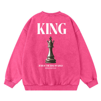 Jesus Is The King Of Kings Christian Washed Sweatshirt