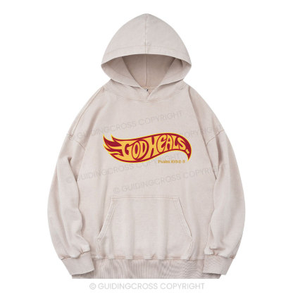 God Heals Christian Washed Hoodie