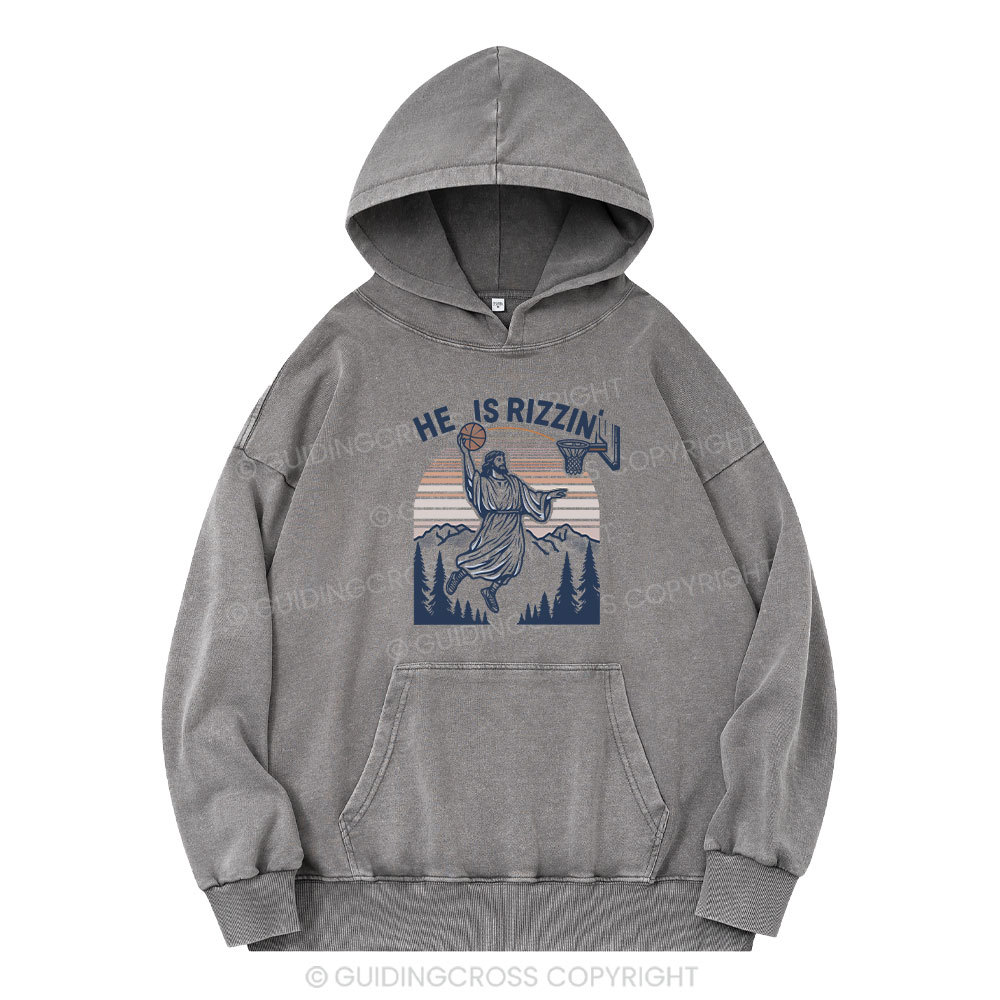 He Is Rizzen Christian Washed Hoodie