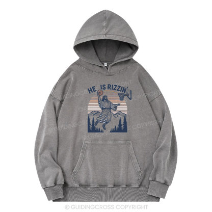 He Is Rizzen Christian Washed Hoodie