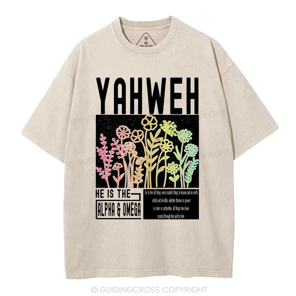 Yahweh Flower Christian Washed T-Shirt