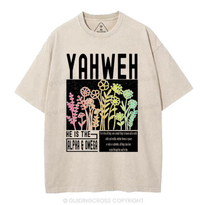 Yahweh Flower Christian Washed T-Shirt