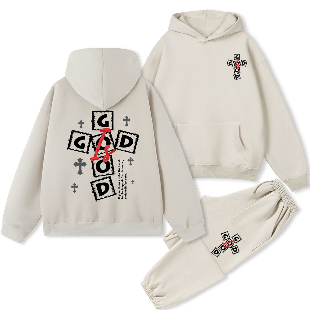 God Is Good Christian Fleece Hoodie Set