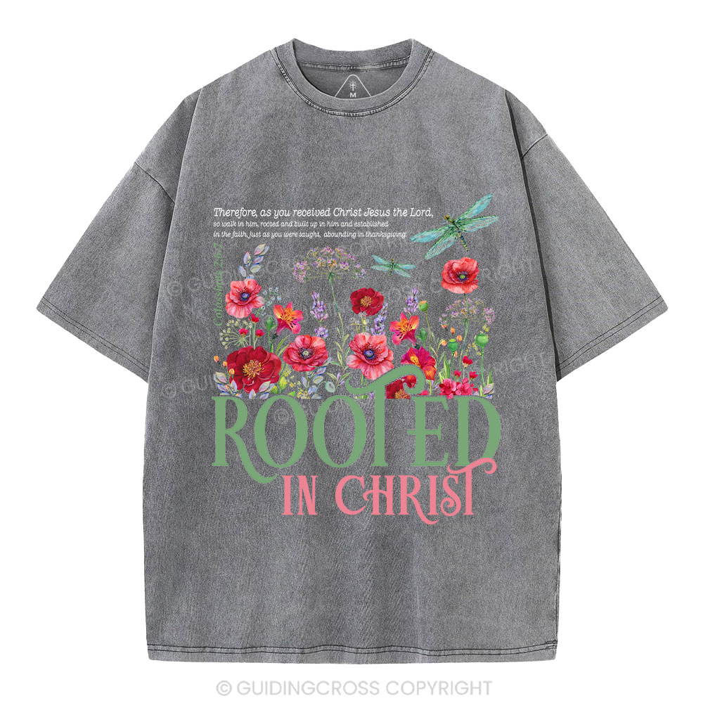 Rooted In Christ Christian Washed T-Shirt