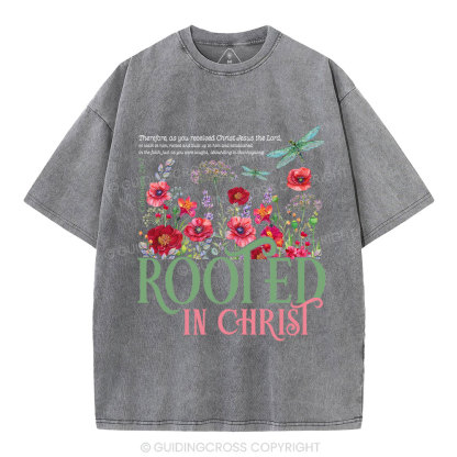 Rooted In Christ Christian Washed T-Shirt