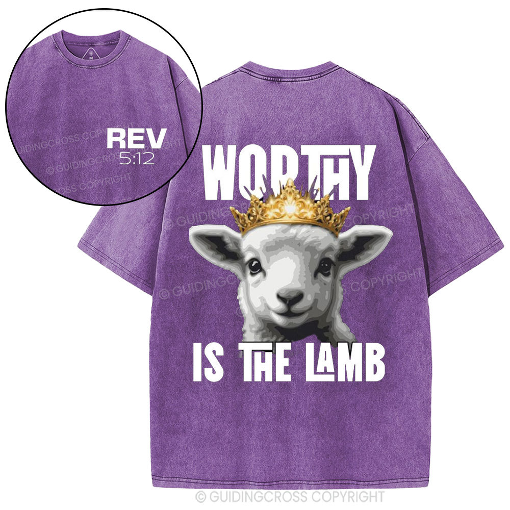 Worthy Is The Lamb Christian Washed T-Shirt